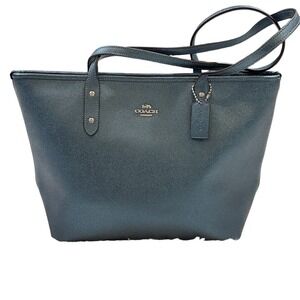 Coach City Tote Metallic Dark Teal G1891-F16221 Excellent Condition